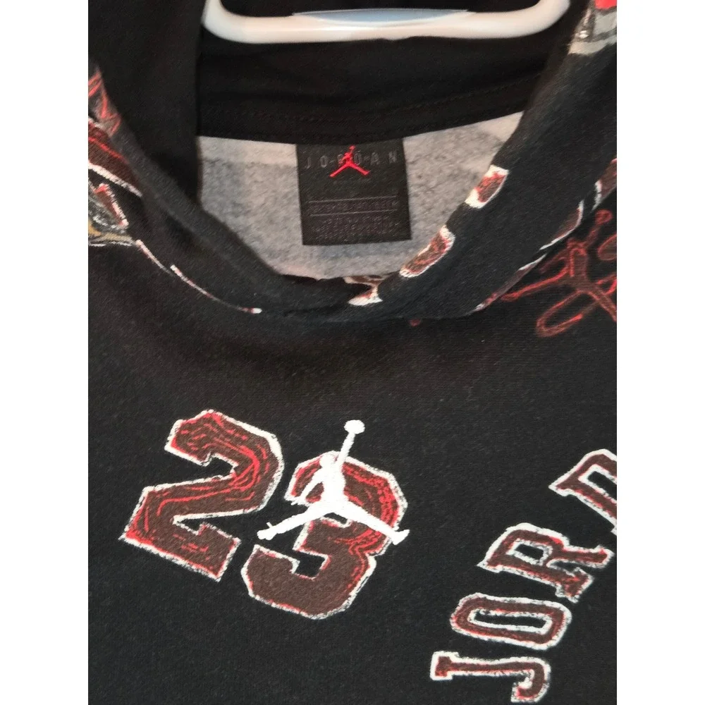 Jordan Youth Black Pullover Hoodie 23 Bulls Logo Jumpman‎ Spellout Size L 12-13